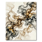 Earthy Brown Ink Wash Waves Rug