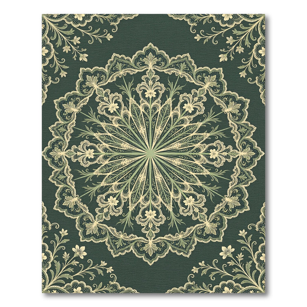 Emerald Lace Mandala Floral Medallion Rug
