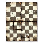Distressed Monochrome Checkerboard Earthy Grid Rug