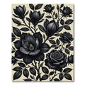 Dramatic Black Rose Magnolia Blossom Rug