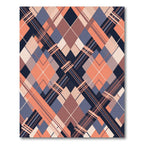 Coral Navy Diamond Intersecting Lines Rug