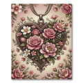 Romantic Pink Heart Floral Medallion Rug