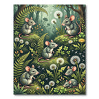 Whimsical Forest Mouse Dandelion Meadow Rug