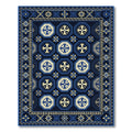 Elegant Navy and Gold Octagon Tile Rug