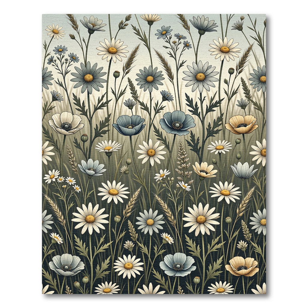 Wildflower Meadow with Cream Daisy Blooms Rug