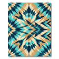 Teal and Tan Abstract Zigzag Rug