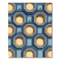 Geometric Octagonal Arch Blue Gold Architecture Structure Rug