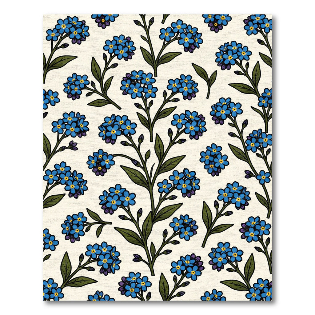 Blue Forget Me Not Floral Field Rug