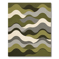 Modern Olive and Gray Wavy Lines Rug