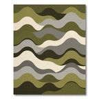 Modern Olive and Gray Wavy Lines Rug