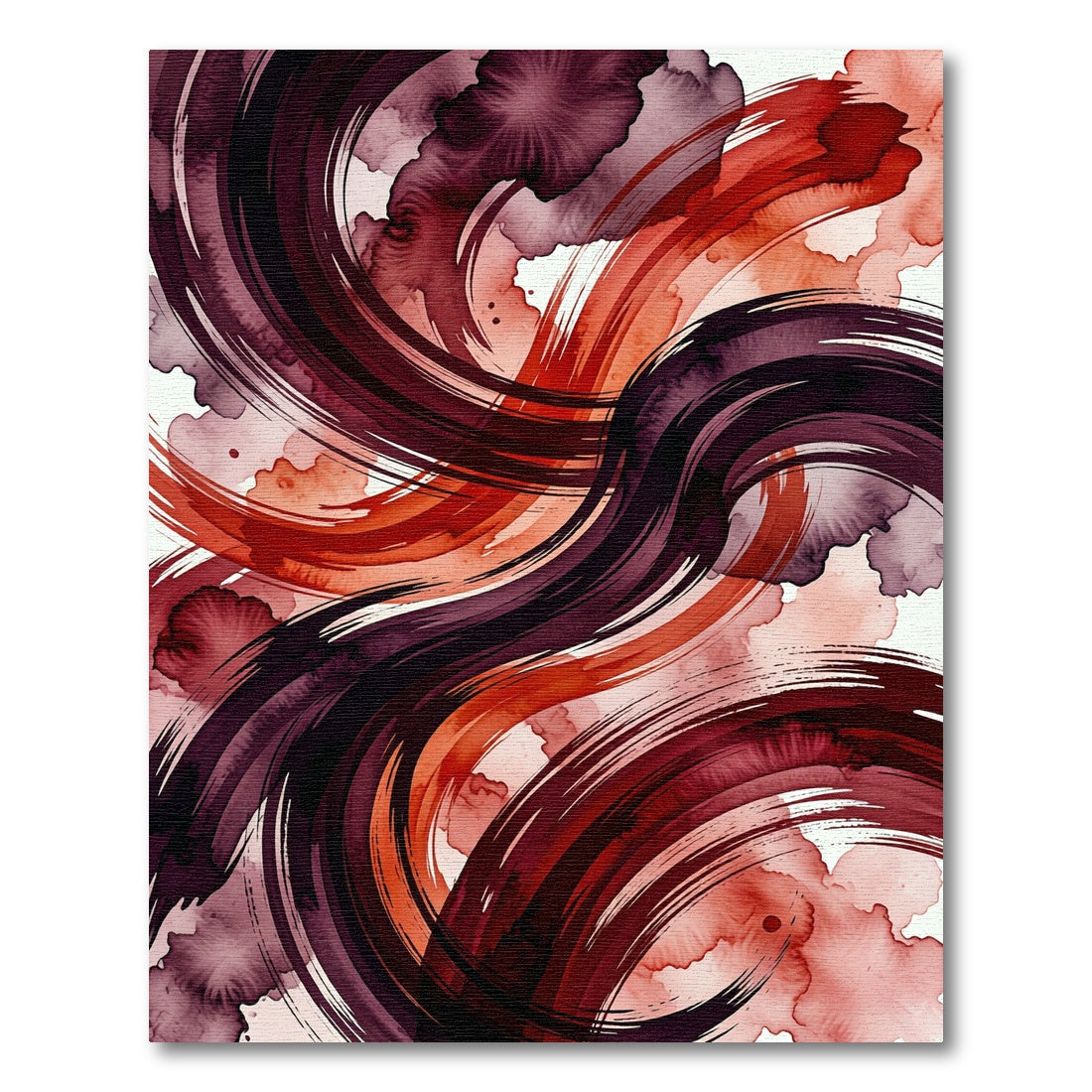 Dark Crimson Abstract Flowing Sweep Rug