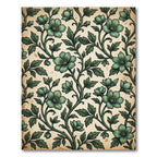 Sage Green Botanical Floral Scroll Runner Rug