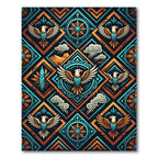 Turquoise Orange Eagle Diamond Tapestry Rug