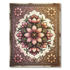 Pink Floral Arrangement Vintage Frame Rug