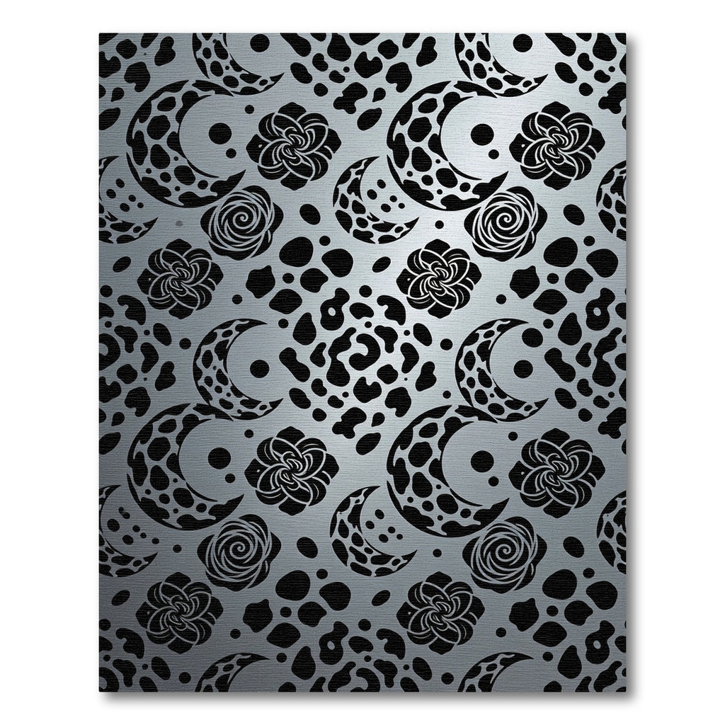 Black Moon Rose Leopard Print Rug