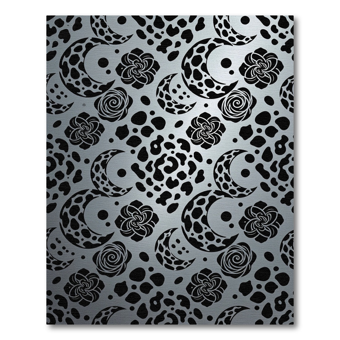 Black Moon Rose Leopard Print Rug