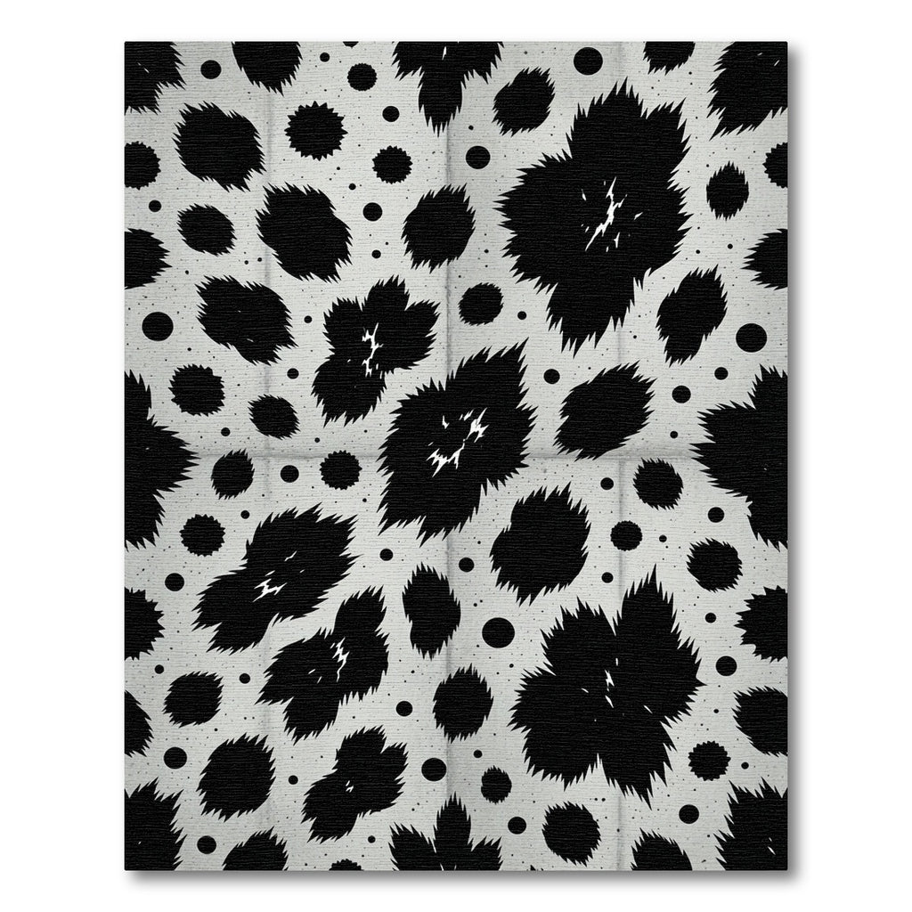 Black White Spotted Fauvism Floral Rug