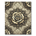 Elegant Golden Rose Damask Medallion Rug