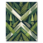 Green Fern Forest Geometric Abstraction Rug