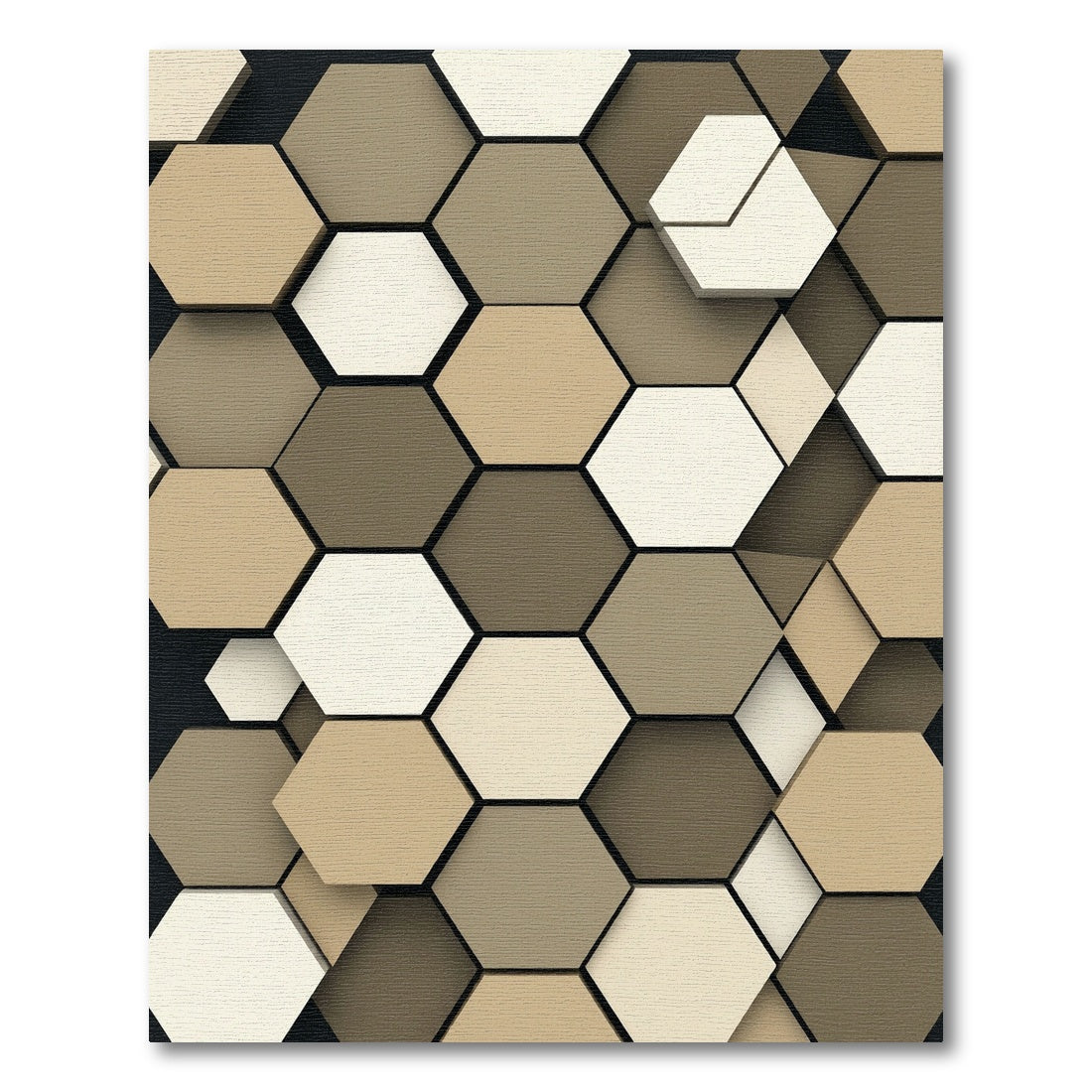 Modern Neutral Earth Tone Hexagon Rug