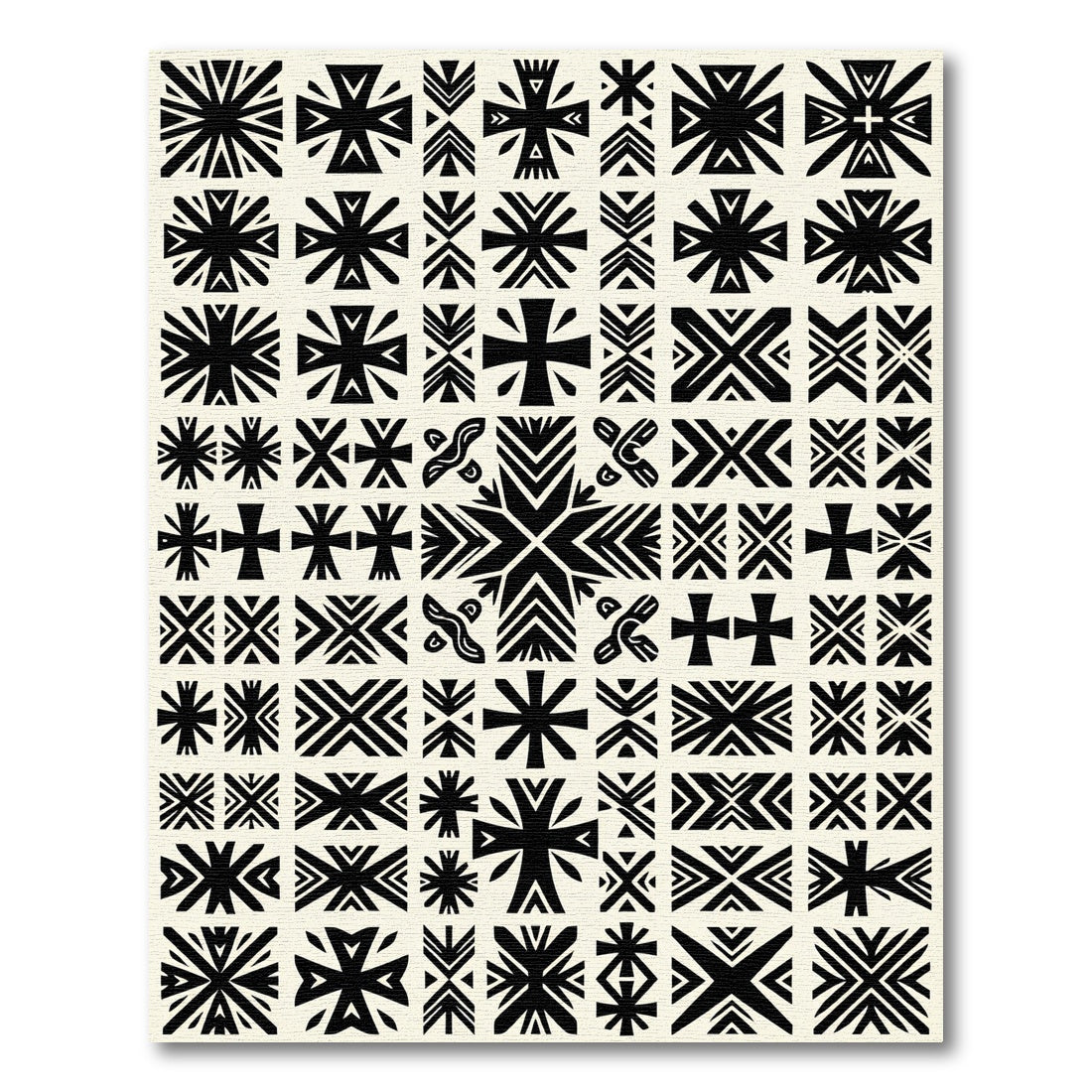 Black and White Geometric Cross Collage Rug