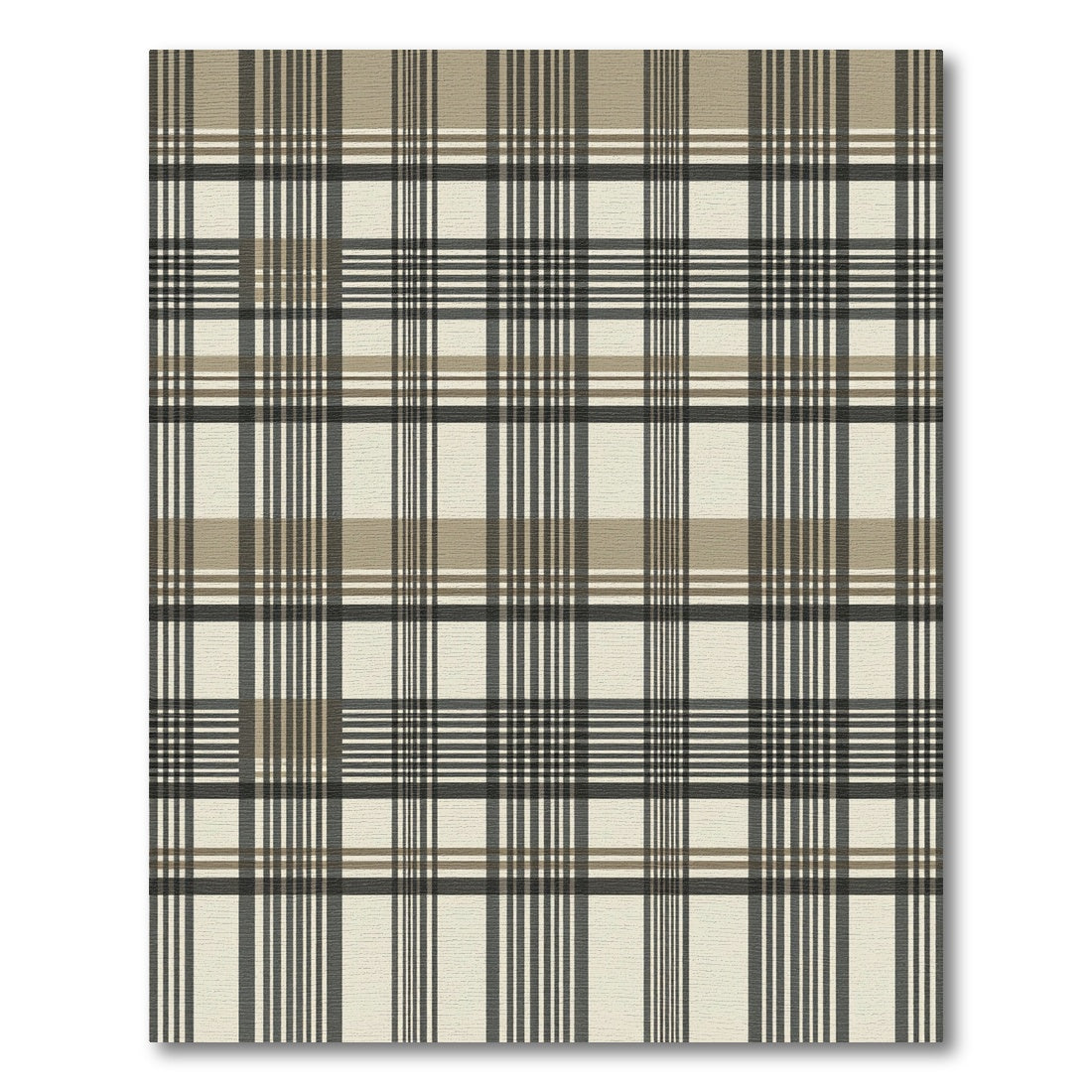 Classic Beige Black Plaid Check Rug