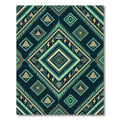 Teal Yellow Abstract Geometric Diamond Rug