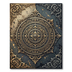 Ornate Golden Filigree Charcoal Medallion Rug
