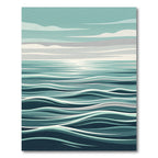 Abstract Teal Ocean Wave Horizon Rug