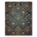 Golden Floral Damask Navy Medallion Rug