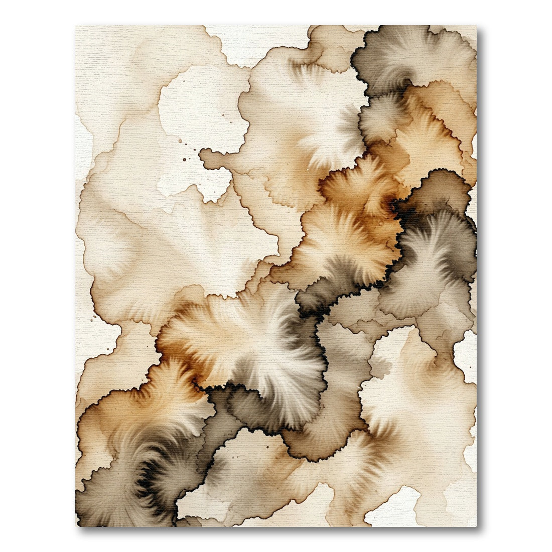Earthy Sepia Organic Ink Wash Abstract Rug