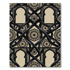 Elegant Black Arch Medallion Geometric Rug