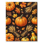 Harvest Pumpkin Wheat and Autumn Leaf Rug