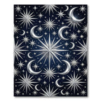 Celestial Silver Moon and Star Night Rug
