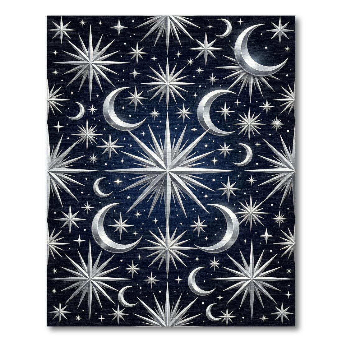 Celestial Silver Moon and Star Night Rug