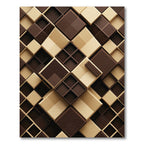 Geometric Espresso and Cream Layered Blocks Rug