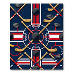 Geometric Ice Hockey Rink Navy Red Rug