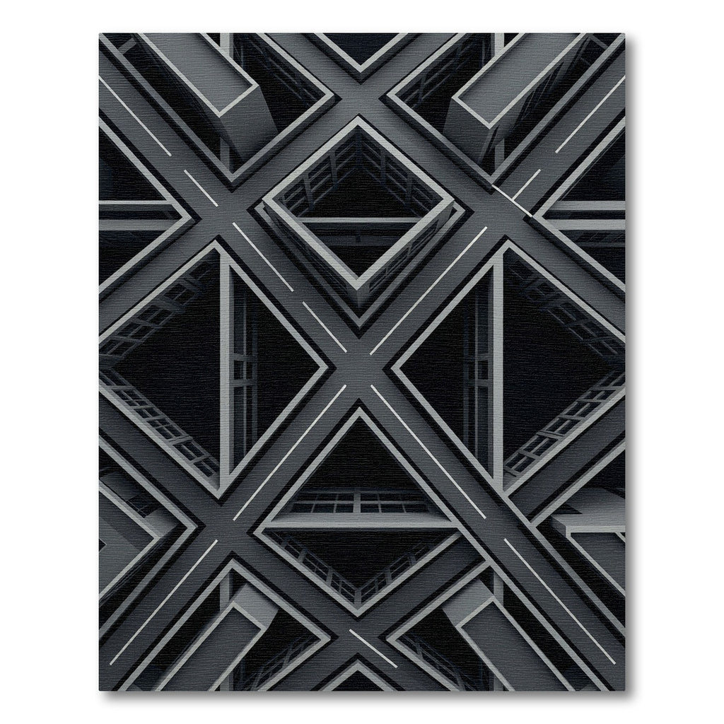 Monochrome Geometric Architectural Diamond Grid Rug
