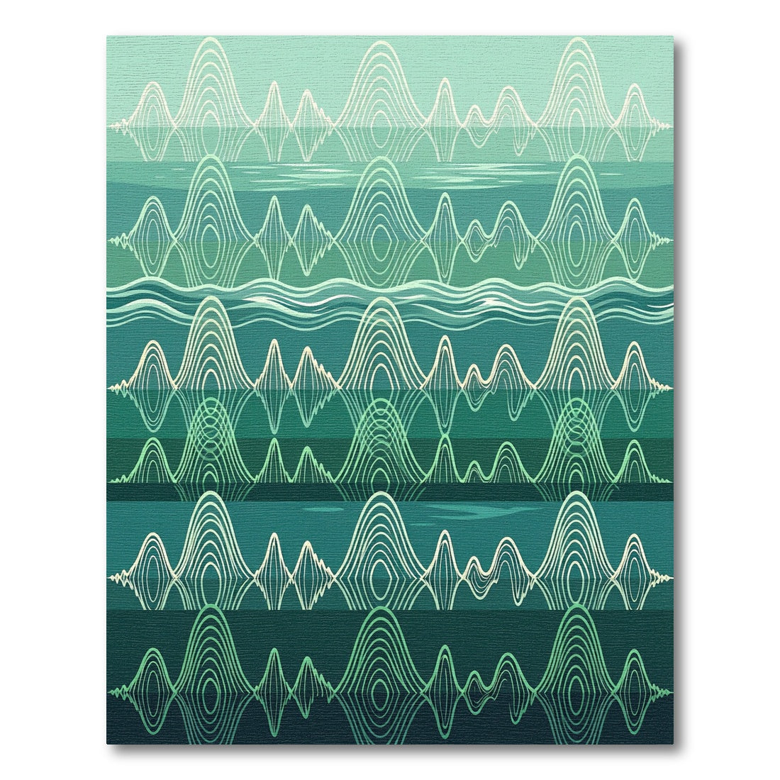 Teal Ocean Wave Sound Abstract Rug