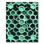 Geometric Hexagon Layers in Sage Green Rug