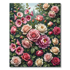 Pink Rose and Hollyhock Garden Rug
