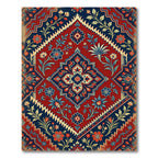 Crimson Navy Floral Garden Medallion Rug