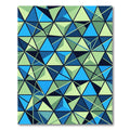 Geometric Azure and Lime Triangle Mosaic Rug