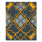 Onyx Gray Yellow Quatrefoil Overlay Rug