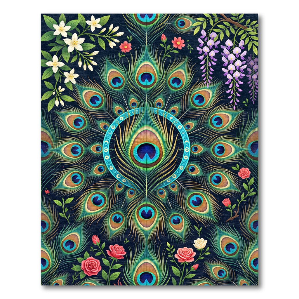 Peacock Feather Floral Medallion Rug