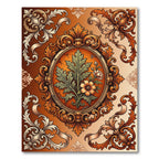 Ornate Burnt Orange Floral Filigree Rug