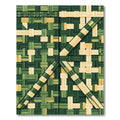 Green Yellow Woven Stripe Composition Rug