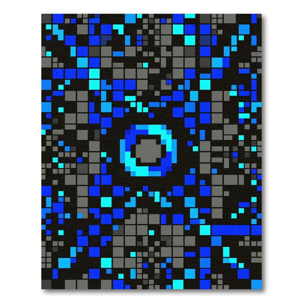 Modern Electric Blue Digital Pixel Mosaic Rug