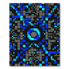 Modern Electric Blue Digital Pixel Mosaic Rug