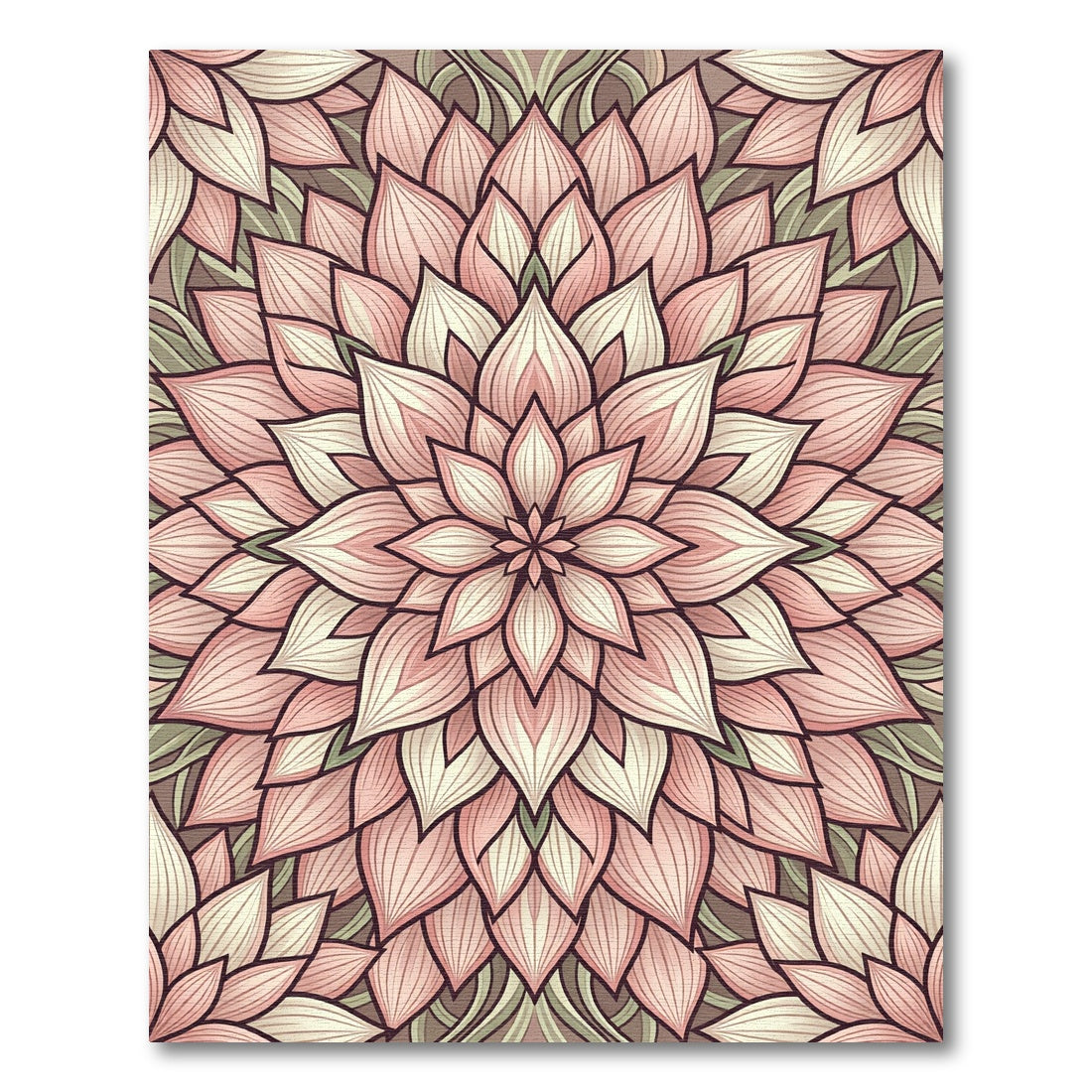 Delicate Pink Floral Mandala Rug